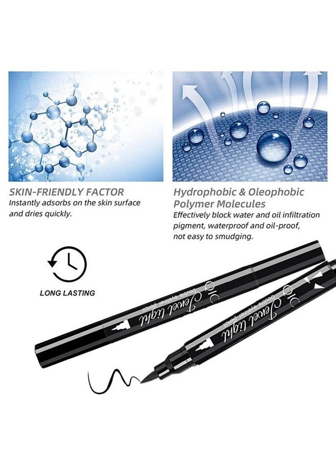 Go Ho Black Liquid Eyeliner Stamp,Eyeliner Stamp Wingliner,Winged Eyeliner Stamp for Cat Eyes,Double-Side Waterproof Liquid Eyeliner Pen,Long-lasting Smudge-proof Eye Liner Makeup Tools,1 PC