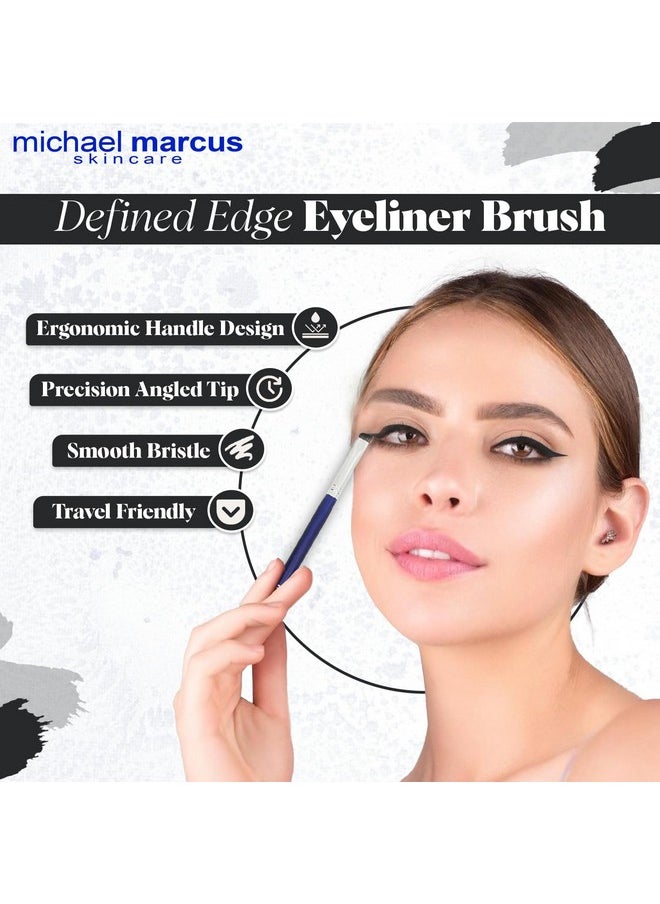 michael marcus Cake Eyeliner & Brush - 2 Piece Water Activated Dry Pressed Eyeliner & Professional Brush - Long-Lasting, Vibrant Color, Smudge Resistant - Cruelty Free Paraben Free (Kohl)