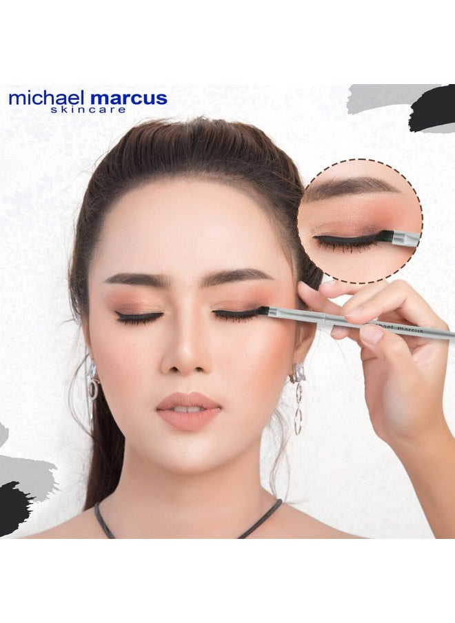 michael marcus Cake Eyeliner & Brush - 2 Piece Water Activated Dry Pressed Eyeliner & Professional Brush - Long-Lasting, Vibrant Color, Smudge Resistant - Cruelty Free Paraben Free (Kohl)