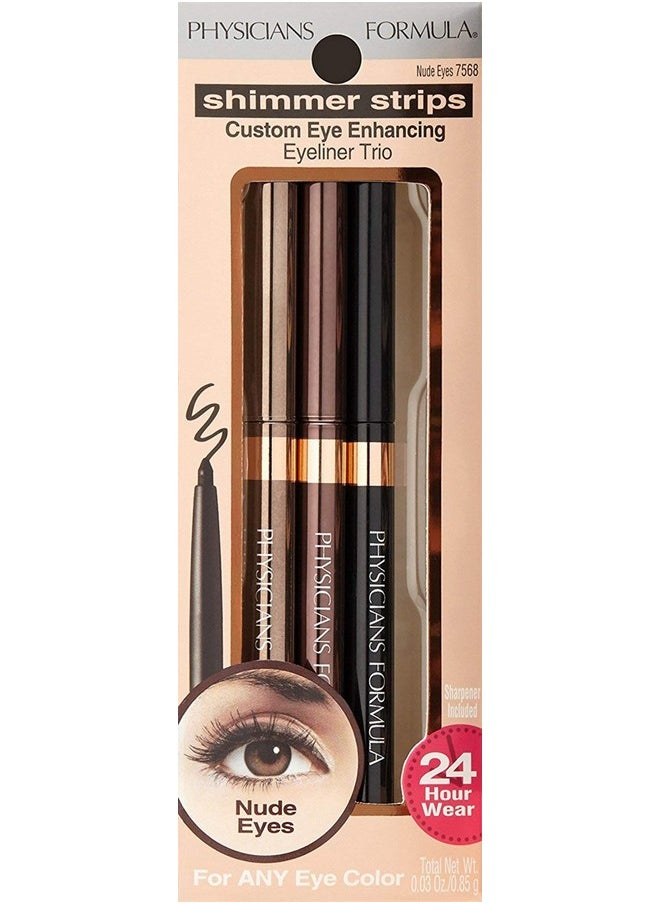 Physicians Formula Shimmer Eyeliner Pencil Set Of 3, Black, Dark Brown, Brown, Custom Eye Enhancing Eyeliner Trio, Dermatologist Approved