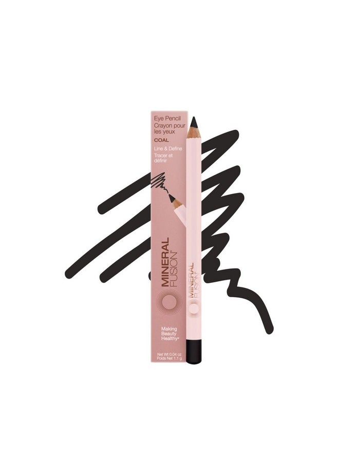 Mineral Fusion Eye Pencil, Black Eyeliner with Soothing Chamomile, Meadowfoam & Vitamin E, Velvety Smooth, Hypoallergenic Eye Makeup to Line & Define, Long-Lasting Eyeliner Pencil, Coal, 0.04 Oz