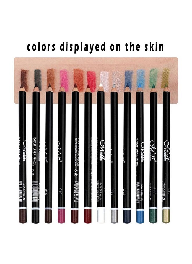 Eye Liner Pencil Set - 12 Assorted Colors Natural Matte Long Lasting Hypoallergenic Eyeliners Eye Makeup Soft Crayon Pencils (Black Gray Brown Plum Purple Lavender Pink etc)