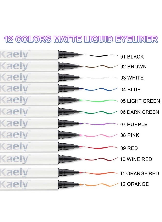 evpct 1Pcs White Waterproof Colored Eyeliner Liquid Eye Liner Set Long Lasiting Ultra-fine Speed Dry Colorful Liquid Eyeliner