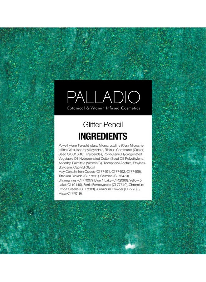 Palladio Glitter Eyeliner Pencil, Longlasting Creamy Cosmetic Pencil, Shimmer Eye Liner, Buttery Smooth Tip, Professional Makeup Glittery Pencil, Sharpenable, Black Sparkle