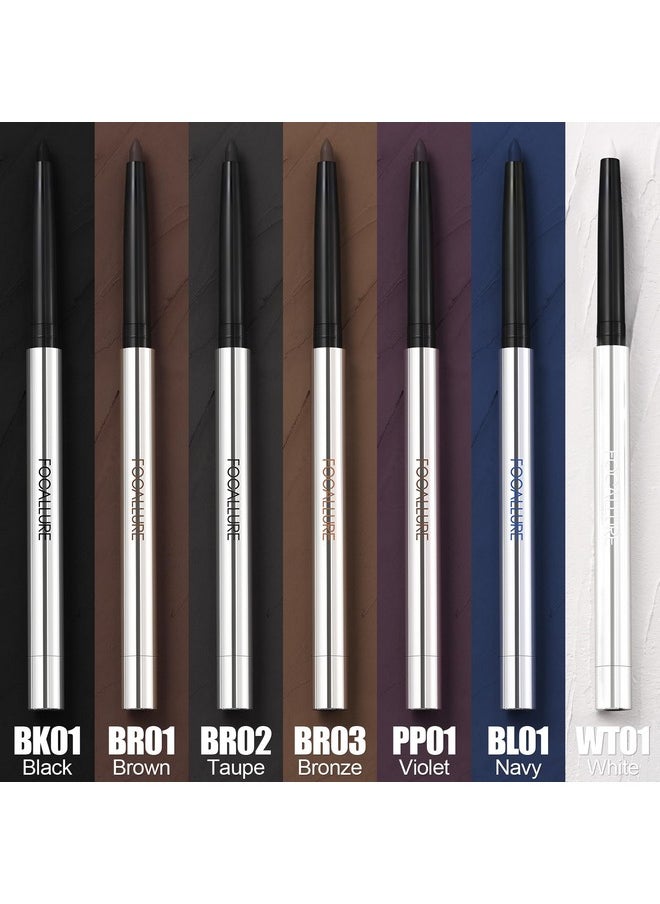 FOCALLURE Eyeliner Pencil with Built-in Sharpener,Waterproof,Smudge Proof,Gel Eye Liner Makeup Pen,Retractable,Long Lasting All Day Wear,Black