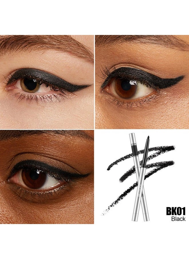 FOCALLURE Eyeliner Pencil with Built-in Sharpener,Waterproof,Smudge Proof,Gel Eye Liner Makeup Pen,Retractable,Long Lasting All Day Wear,Black