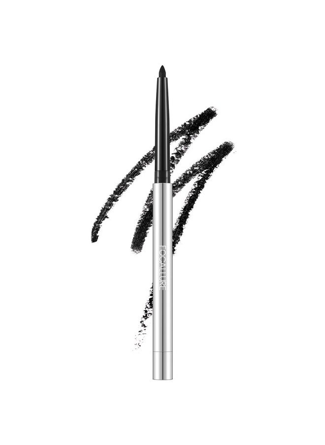FOCALLURE Eyeliner Pencil with Built-in Sharpener,Waterproof,Smudge Proof,Gel Eye Liner Makeup Pen,Retractable,Long Lasting All Day Wear,Black