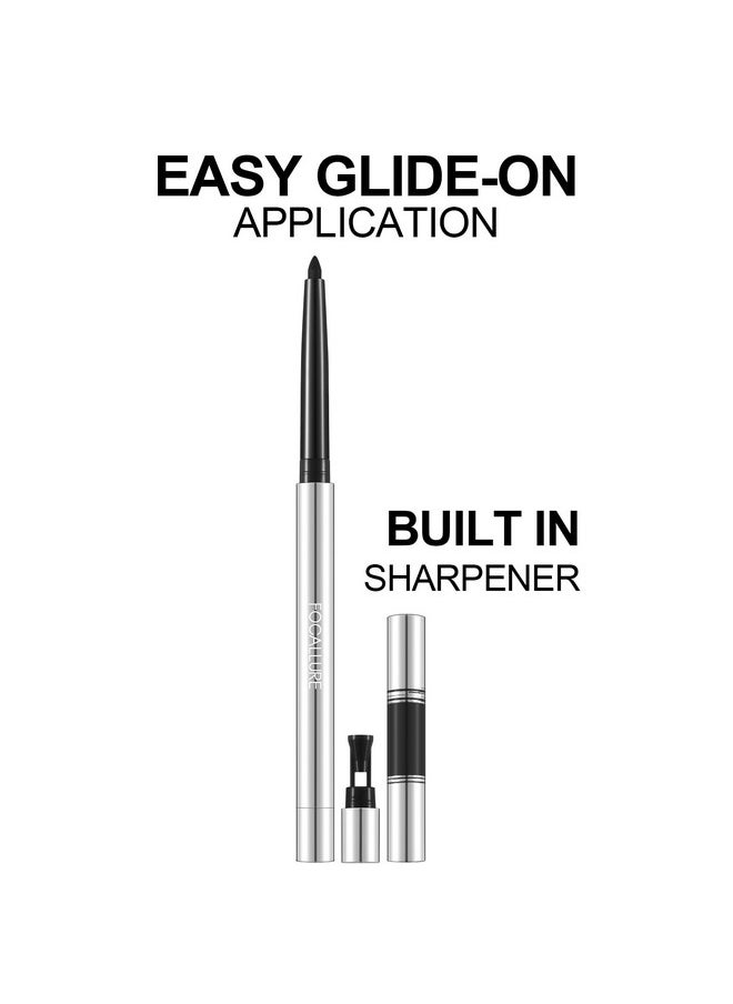 FOCALLURE Eyeliner Pencil with Built-in Sharpener,Waterproof,Smudge Proof,Gel Eye Liner Makeup Pen,Retractable,Long Lasting All Day Wear,Black