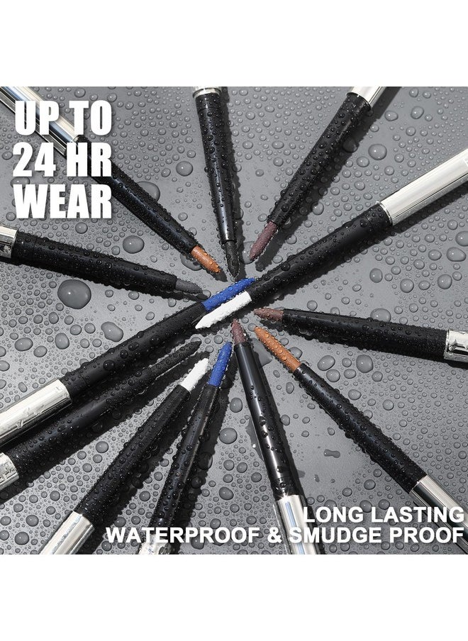 FOCALLURE Eyeliner Pencil with Built-in Sharpener,Waterproof,Smudge Proof,Gel Eye Liner Makeup Pen,Retractable,Long Lasting All Day Wear,Black