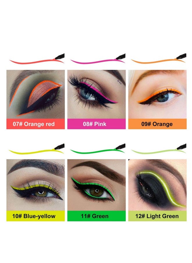 LOKFAR 12 Colors Matte Liquid Eyeliner Colorful Set, Matte Liquid Colorful Eye-Liner Pen Neon Colored Eyeliner Eye Makeup, Long Lasting Water-Proof Smudge-Proof Smooth Liquid Eyeliner Pen -#A