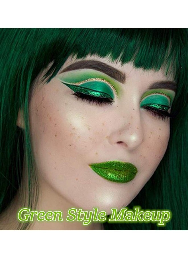 Go Ho 4 Colors Green Eyeshadow Pencil Set,Metallic Eyeliner Pencil Kit Matte&Shimmer Eyeshadow Stick Long Lasting Professional Eye Makeup Colorful Eye Liner for Women