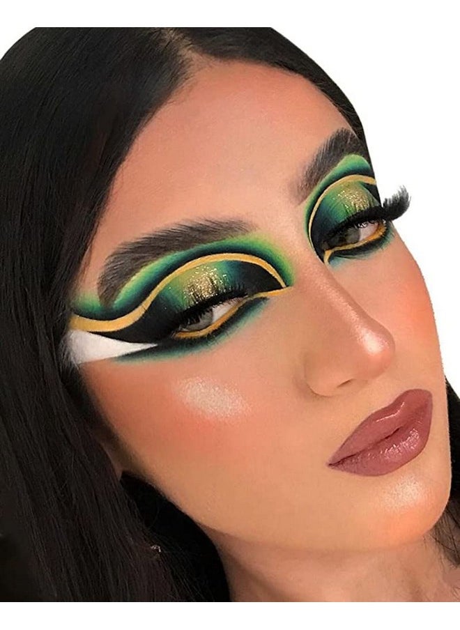 Go Ho 4 Colors Green Eyeshadow Pencil Set,Metallic Eyeliner Pencil Kit Matte&Shimmer Eyeshadow Stick Long Lasting Professional Eye Makeup Colorful Eye Liner for Women