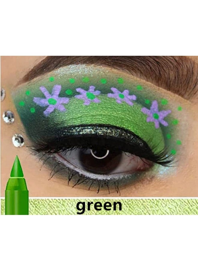 Go Ho 4 Colors Green Eyeshadow Pencil Set,Metallic Eyeliner Pencil Kit Matte&Shimmer Eyeshadow Stick Long Lasting Professional Eye Makeup Colorful Eye Liner for Women