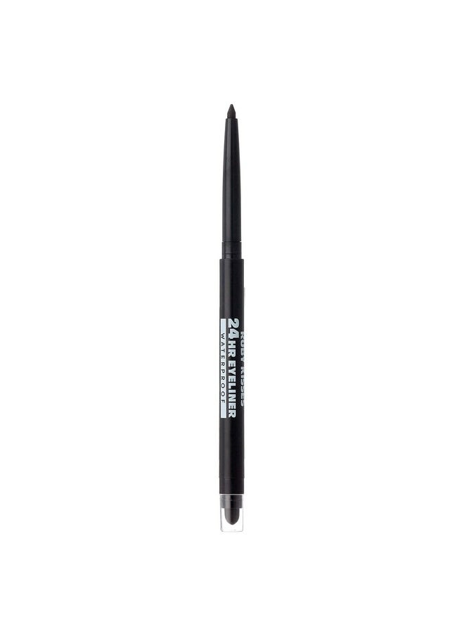 Ruby Kisses Waterproof Eyeliner, 24HR Waterproof Long-Lasting Mechanical Eyeliner Pencil with Built-in Sharpener, Smudgeproof 3 Pack (Blackest Black)