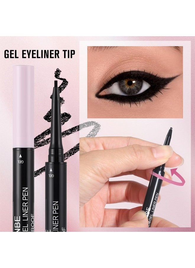 UCANBE Black Eyeliner Pencil, Dual Ended Liquid Eye liner + Gel Eyeliner 2 in 1, Highly Pigmented & Quick Drying, Waterproof & Long Lasting Ultra-fine Tip Eye Makeup Pen
