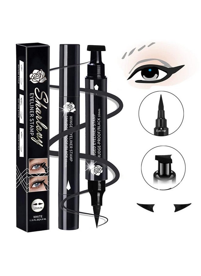 BONNIESTORE Winged Eyeliner Stamp 2 Pack,Dual-ended Eyeliner Stamp for Perfect Wing Cat Eyes,Long Lasting Liquid Eyeliner Pen Waterproof Smudge Proof Smudge Proof for All Eye Shapes