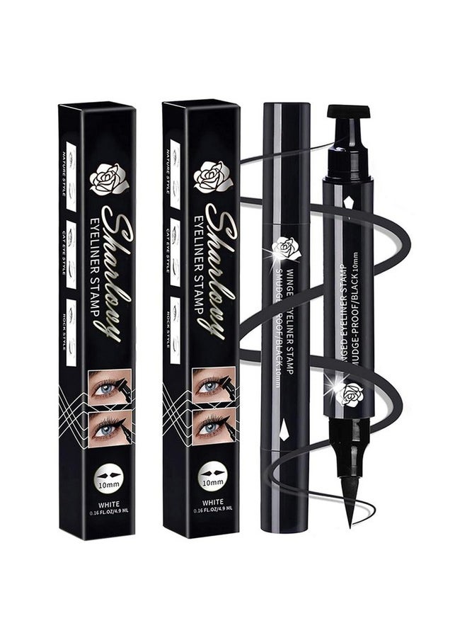 BONNIESTORE Winged Eyeliner Stamp 2 Pack,Dual-ended Eyeliner Stamp for Perfect Wing Cat Eyes,Long Lasting Liquid Eyeliner Pen Waterproof Smudge Proof Smudge Proof for All Eye Shapes
