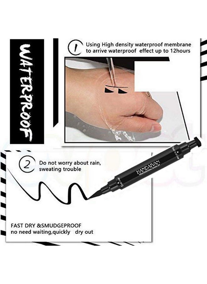 BONNIESTORE Winged Eyeliner Stamp 2 Pack,Dual-ended Eyeliner Stamp for Perfect Wing Cat Eyes,Long Lasting Liquid Eyeliner Pen Waterproof Smudge Proof Smudge Proof for All Eye Shapes