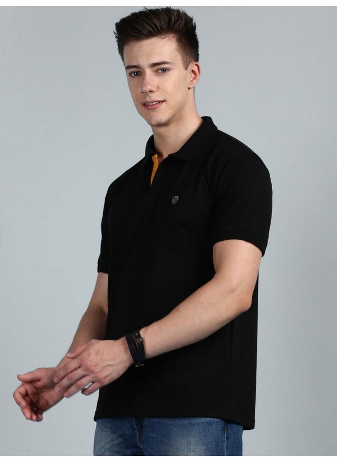 Lux Cozi Men's Pack of 2 White and Black Regular Fit Polo Neck Half Sleeve Soild Casual T-Shirt (Size : 100cm)