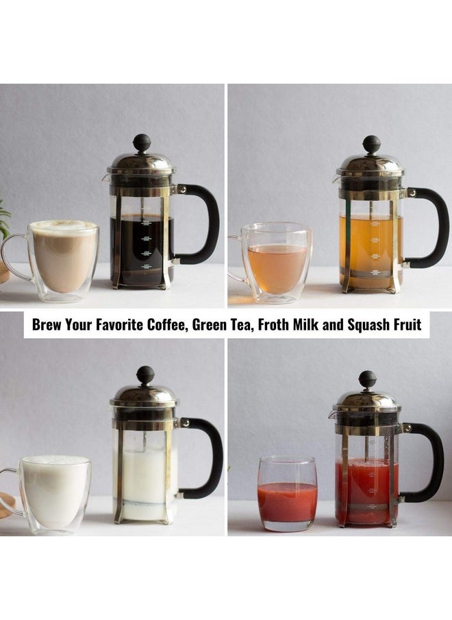 InstaCuppa French Press Coffee Maker with 4 Part Superior Filtration, Premium Grade Stainless Steel Coffee Plunger, 1000 ML