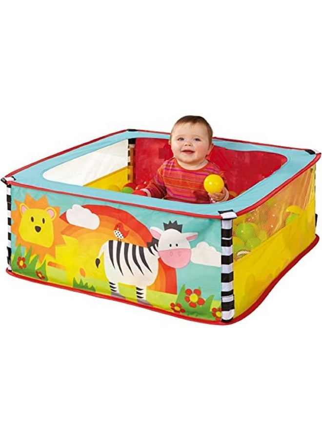 BabyGo Large Size Ball Pool for Kids, Foldable Square Zebra Ball Pool Play Tent Kids, Playground Tent House - Ball Pool Game for 2-5 Years Old Kids, Boys, Girls (Balls not Included)