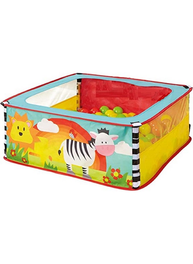 BabyGo Large Size Ball Pool for Kids, Foldable Square Zebra Ball Pool Play Tent Kids, Playground Tent House - Ball Pool Game for 2-5 Years Old Kids, Boys, Girls (Balls not Included)