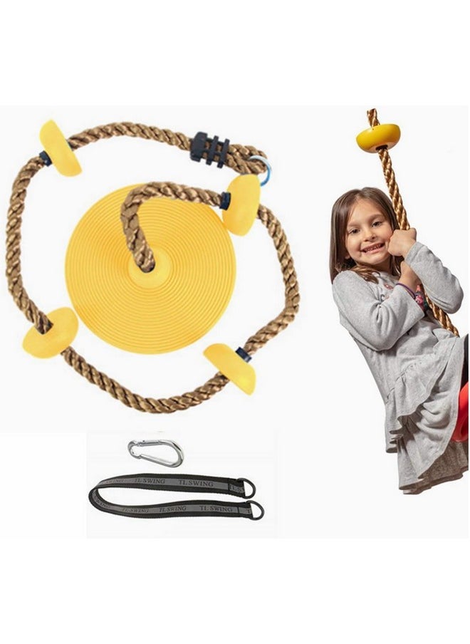 Toy Park Climbing Rope Tree Swing with Platforms and Hanging Disc Swings Seat, Outdoor Backyard Playground Swingset Accessories with 78