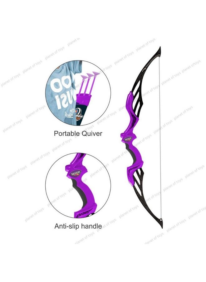 Planet of Toys Archery Set for Kids Bow & Arrow Toys for Boys & Girls | Bow Arrow Teer Dhanush Target Game for Kids - Purple