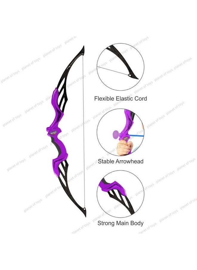 Planet of Toys Archery Set for Kids Bow & Arrow Toys for Boys & Girls | Bow Arrow Teer Dhanush Target Game for Kids - Purple