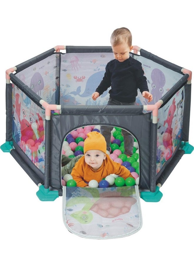 BabyGo Ocean Fence Ball Pool Play Tent House for 2+ Year Old Girls and Boys, Kids Pool (Multicolor)