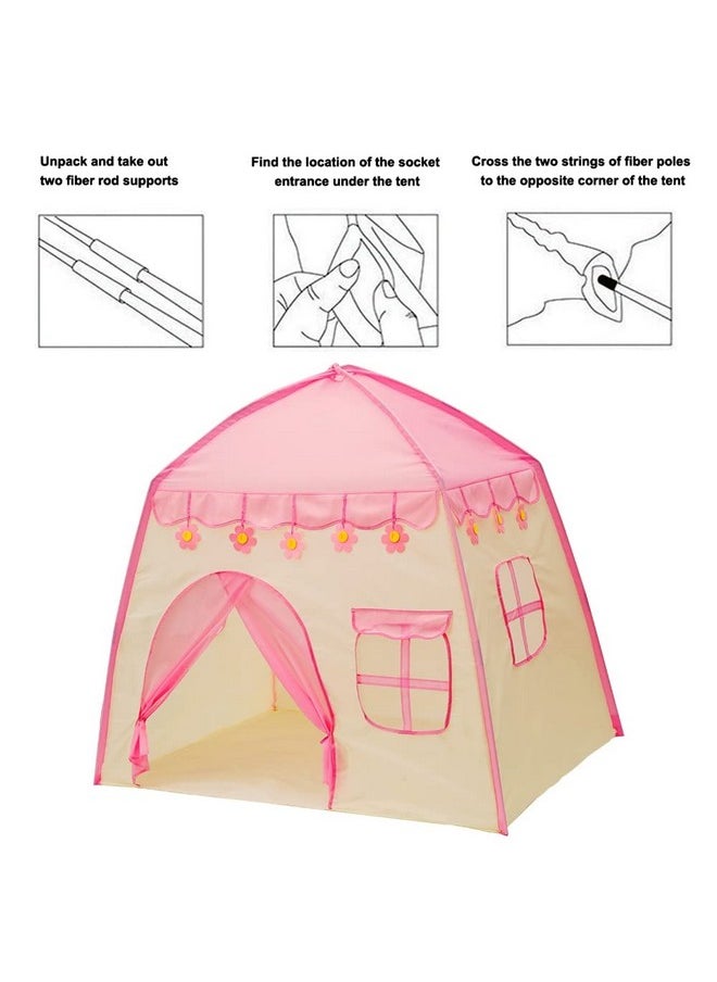 BabyGo Kids Play Tent Princess Castle Flower Foldable Portable Flower Play Tent for Kids (Pink)