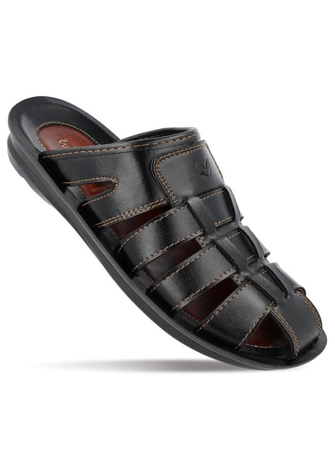 WALKAROO WG5306 Mens Sandals for dailywear and regular use for Indoor & Outdoor - Black