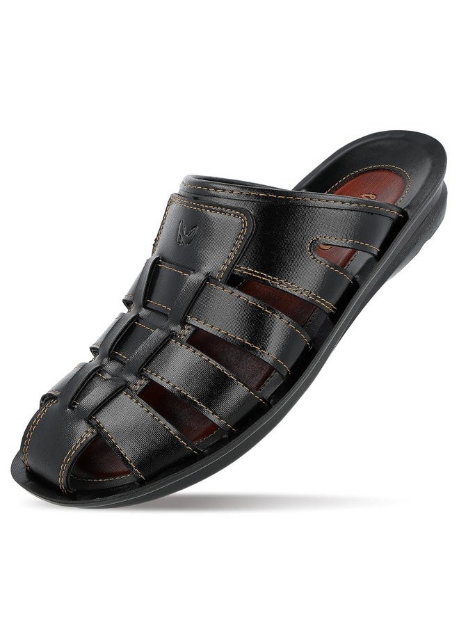 WALKAROO WG5306 Mens Sandals for dailywear and regular use for Indoor & Outdoor - Black