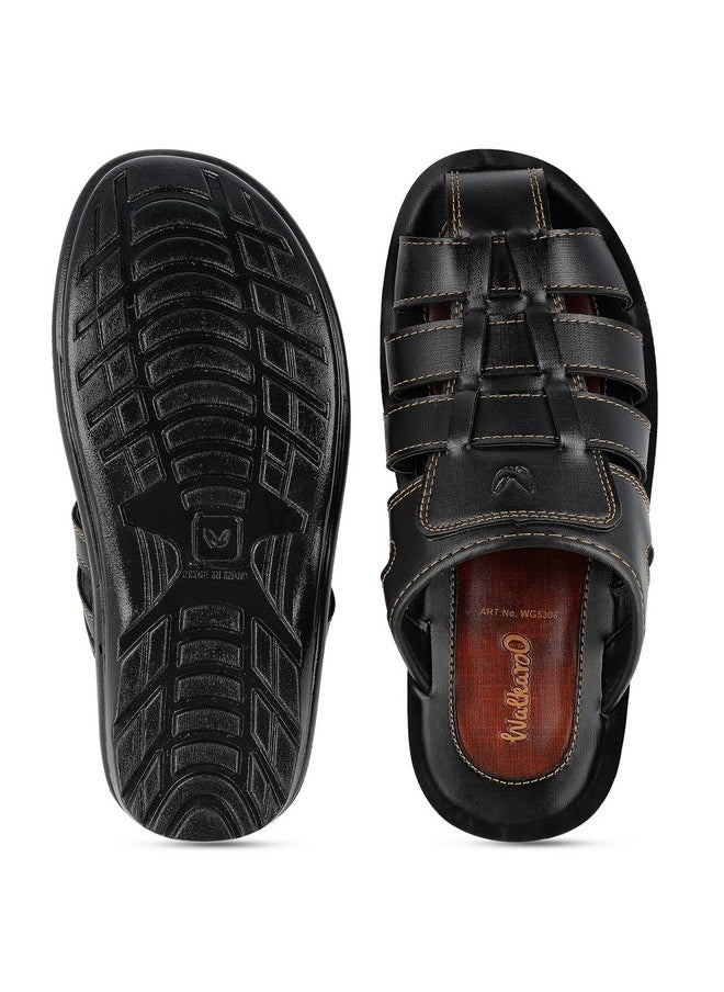 WALKAROO WG5306 Mens Sandals for dailywear and regular use for Indoor & Outdoor - Black