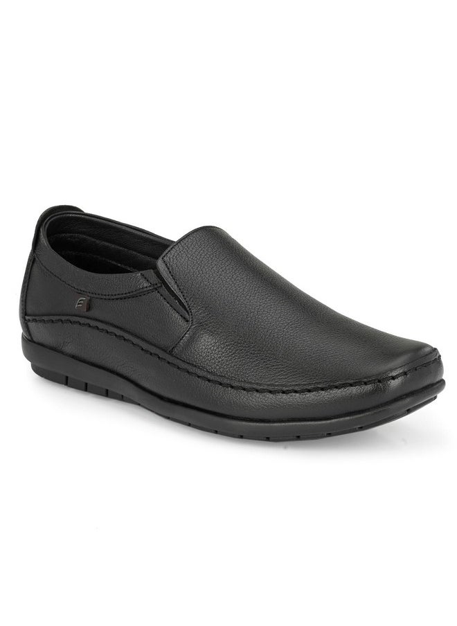 egoss Stretch Premium Genuine Leather Slip On Formal Shoes for Men (Black-6)-GS-245