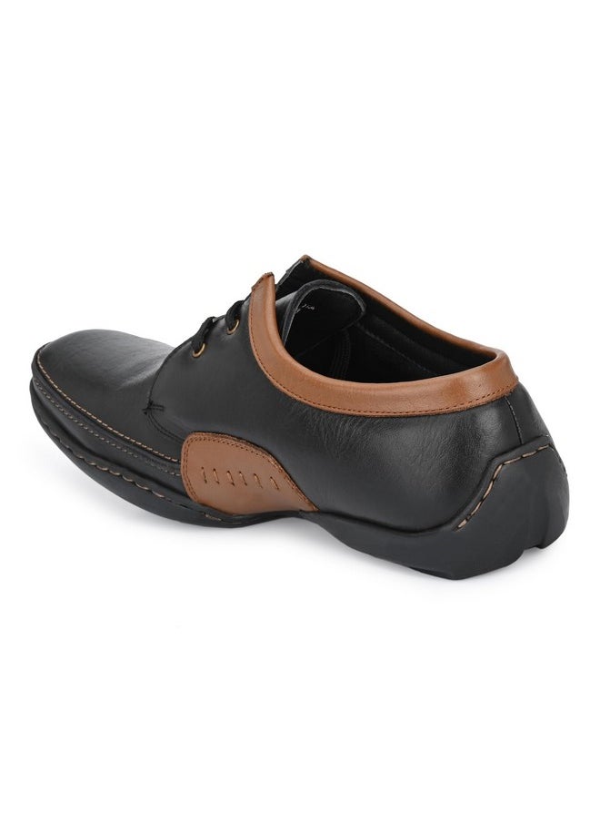 egoss Comforts Premium Genuine Leather Lace-Up Formal Shoes for Men (Black-10)-G-354