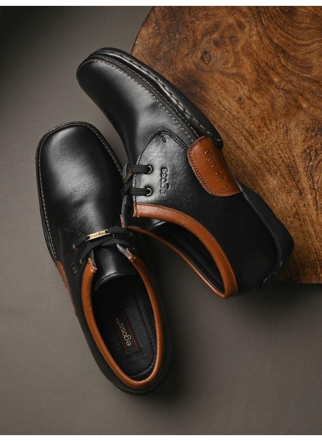 egoss Comforts Premium Genuine Leather Lace-Up Formal Shoes for Men (Black-10)-G-354
