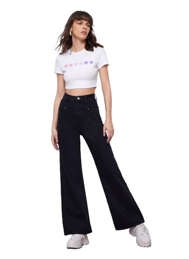 KOTTY Womens High Rise Cotton Lycra Jeans(Black,30)