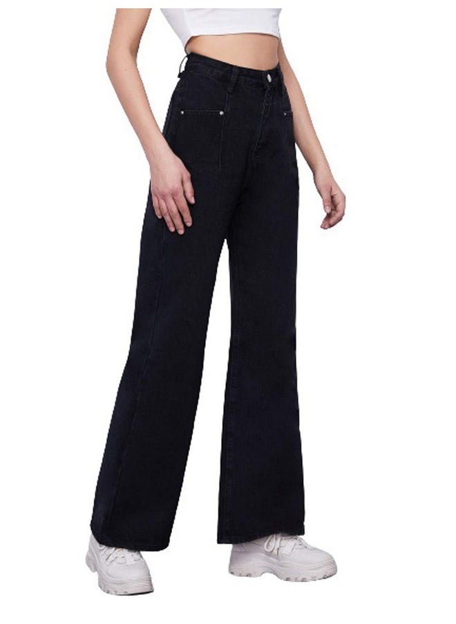 KOTTY Womens High Rise Cotton Lycra Jeans(Black,30)