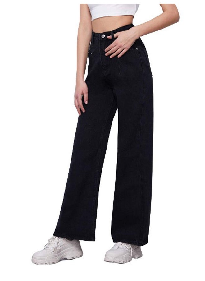 KOTTY Womens High Rise Cotton Lycra Jeans(Black,30)