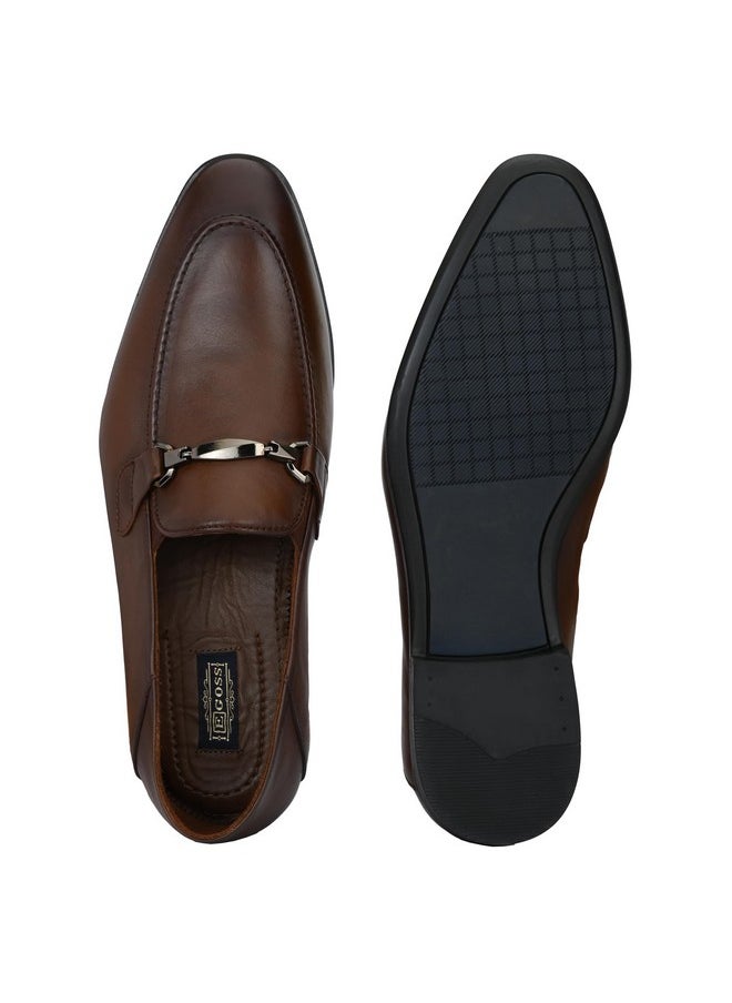 egoss Luxe Premium Genuine Leather Loafer Formal Shoes for Men (Tan-7)-AS-1