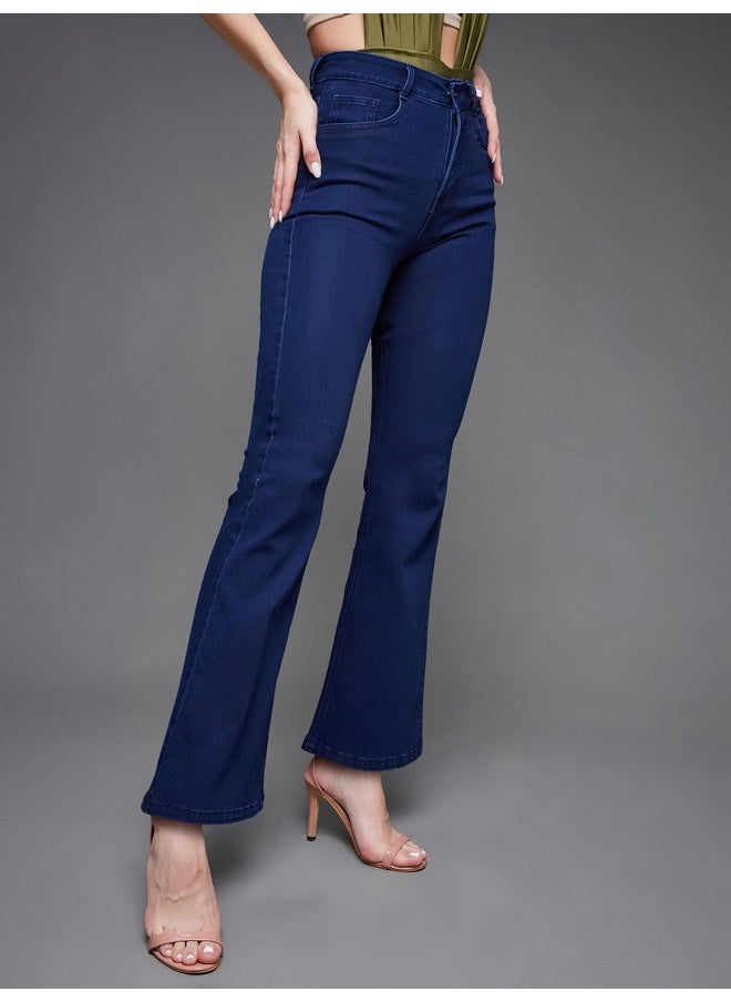 Miss Chase Women's Bootcut High/Mid Rise Regular/Cropped Stretchable Denim Jeans (Plus Size) (MCSS24DEN79-03-360-32, Stormy Blue, 32)