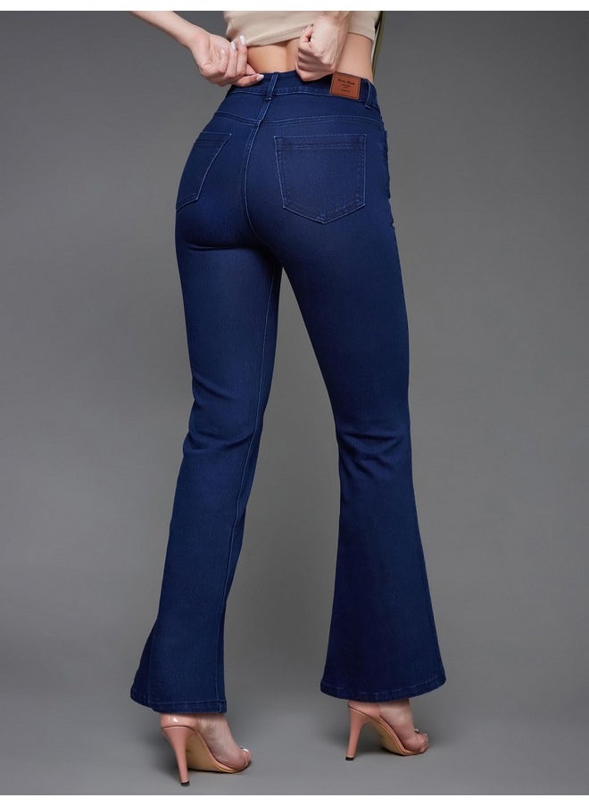 Miss Chase Women's Bootcut High/Mid Rise Regular/Cropped Stretchable Denim Jeans (Plus Size) (MCSS24DEN79-03-360-32, Stormy Blue, 32)