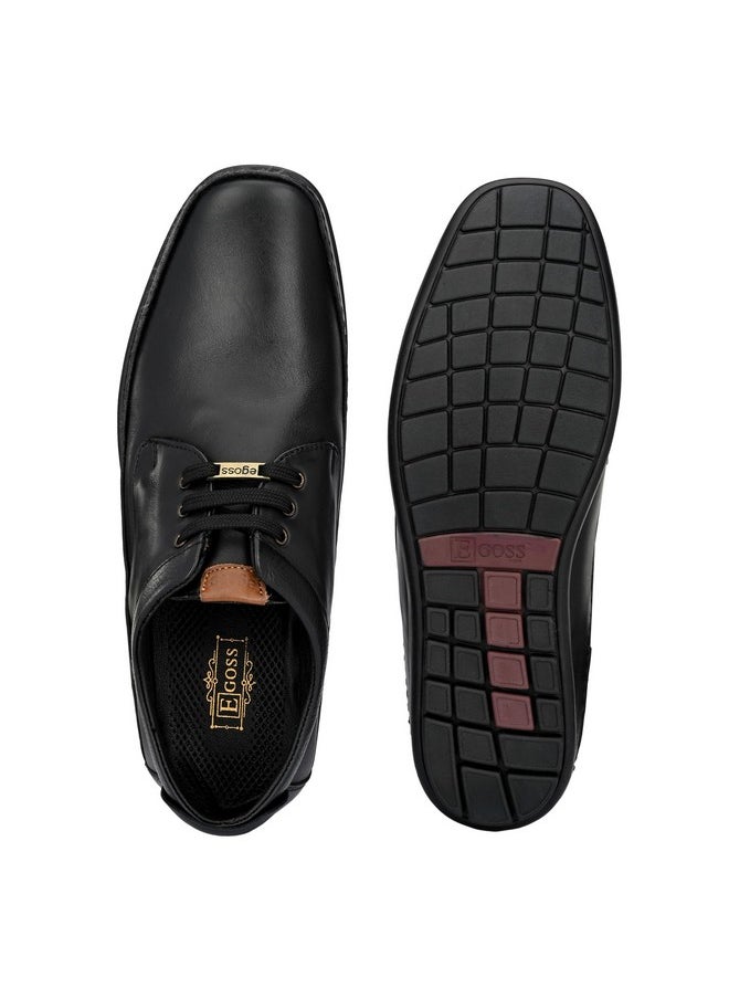 egoss Stretch Premium Genuine Leather Derby Formal Shoes for Men (Black-9)-GS-247