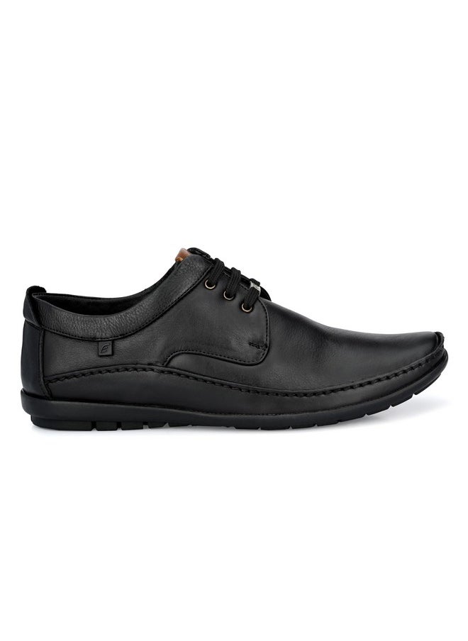 egoss Stretch Premium Genuine Leather Derby Formal Shoes for Men (Black-9)-GS-247