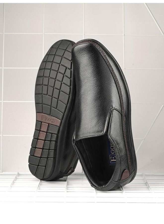 egoss Stretch Premium Genuine Leather Slip On Formal Shoes for Men (Black-11)-GS-345