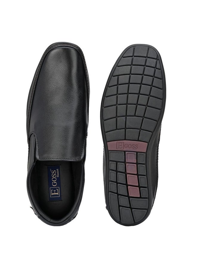 egoss Stretch Premium Genuine Leather Slip On Formal Shoes for Men (Black-11)-GS-345