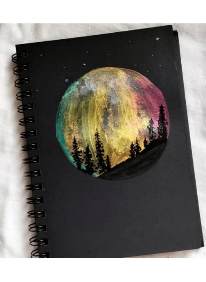 Brustro Artist's Black Sketchbook | A4, 200GSM, 80 Pages | Spiral, Wiro Bound, Ideal for Coloured Pencils,Gel Pens, Chalk,Pastels, Metallic Colours,Charcoal,Inks, Colors, Acrylic Paint Markers