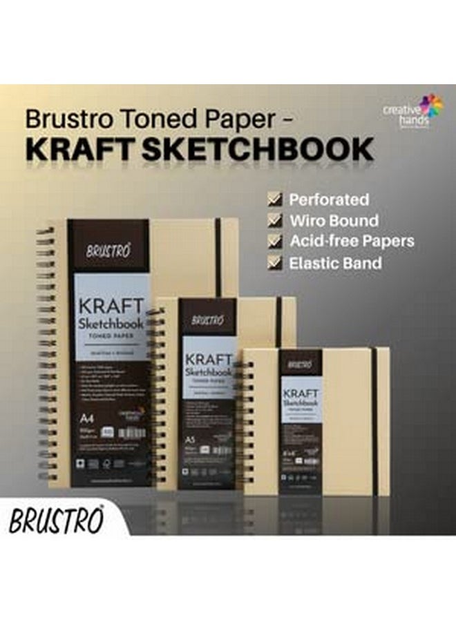 Brustro Toned Paper - Kraft Sketchbook, Wiro Bound, Size 6