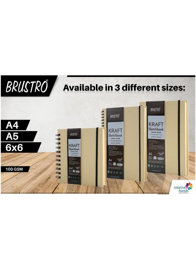 Brustro Toned Paper - Kraft Sketchbook, Wiro Bound, Size 6